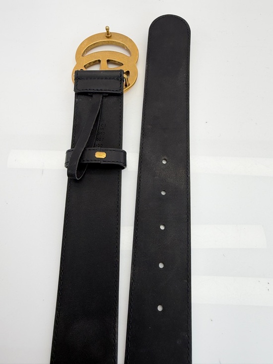 Gucci 2015 Re Edition Wide Leather Belt Gg Double Marmont Black 400593 75/30 main image 7